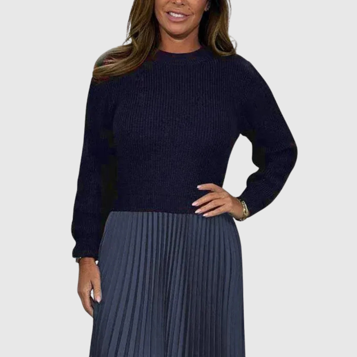 ALARICE | MAXI DRESS WITH SWEATER & PLEATED SKIRT