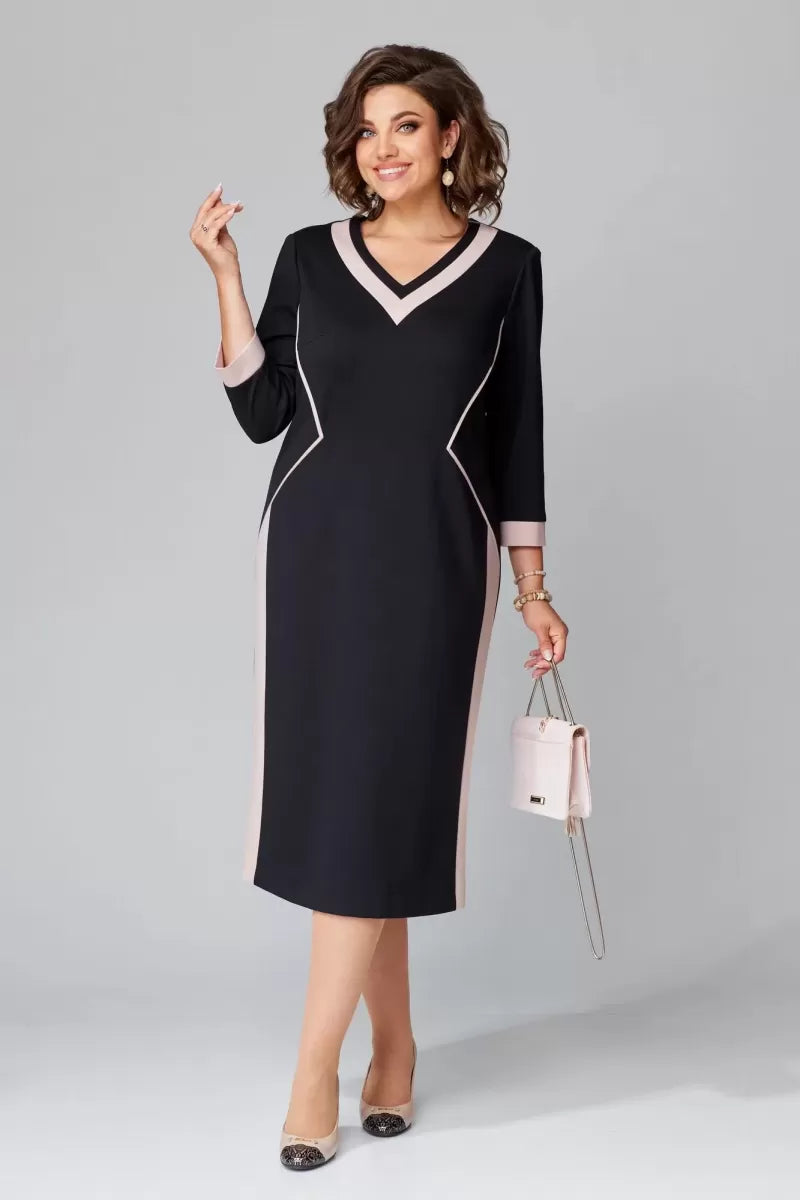 FENNA GRACE™ - ELEGANT V-NECK MIDI DRESS