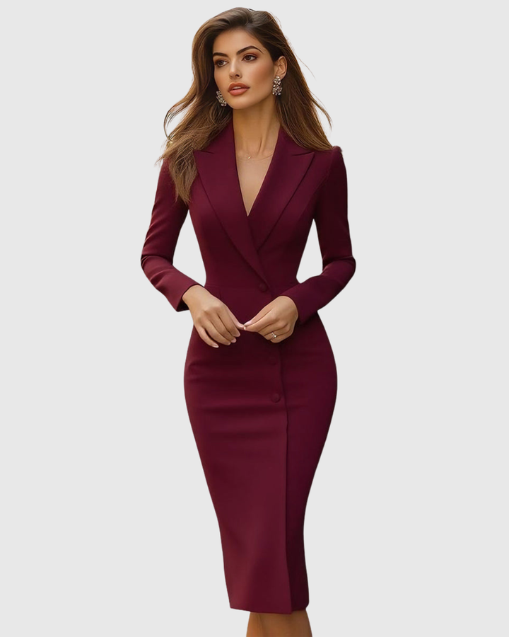 SELENEVA™ - ELEGANT TAILORED MIDI DRESS