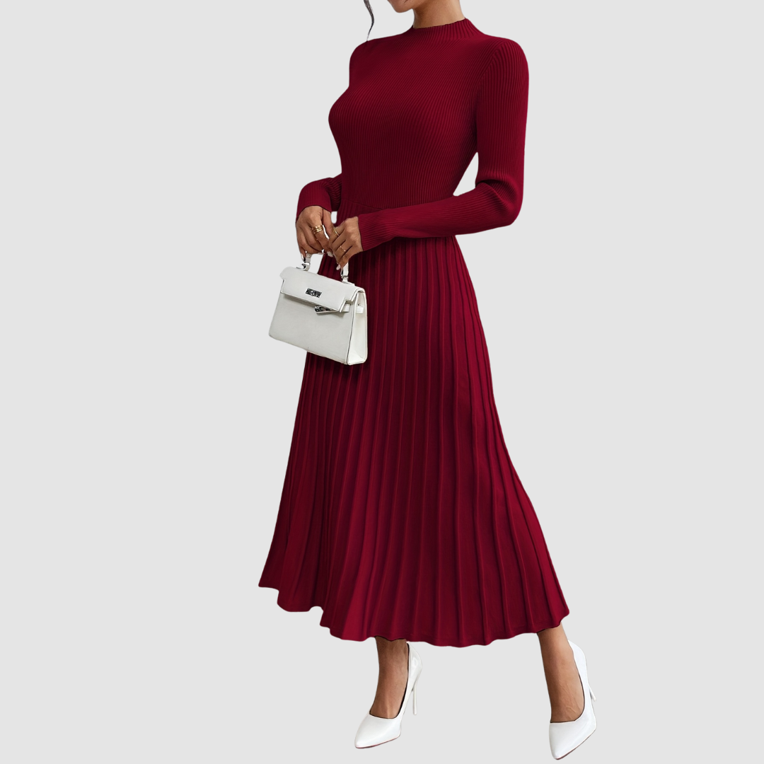 EVELYN GRACE | HIGH-NECK LONG-SLEEVE MAXI DRESS