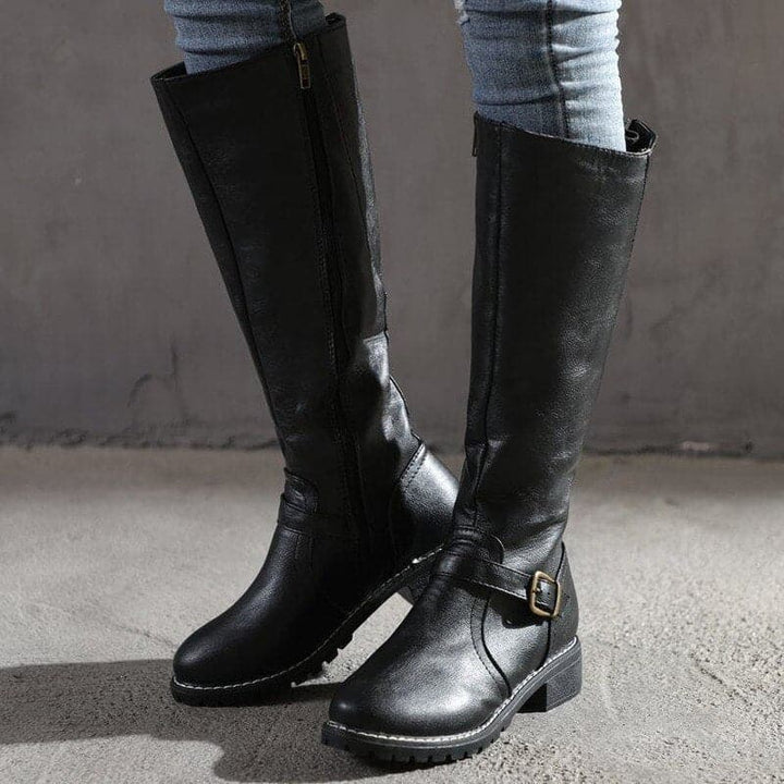 GEORGINA | CLASSIC BUCKLE KNEE-HIGH BOOTS FOR WOMEN