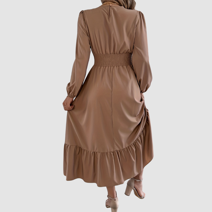 ISOLA LANE | NAVY RUFFLED HEM MIDI DRESS