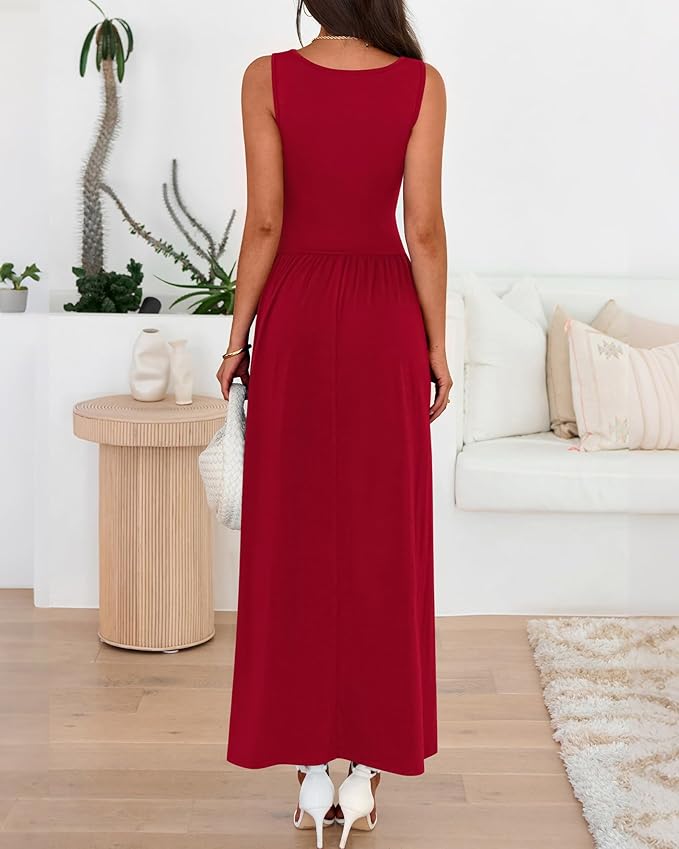 EMMIE™- Chic Sleeveless Ruched High-Waisted Maxi Dress