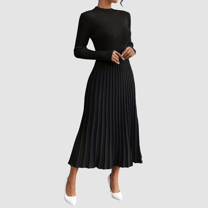 EVELYN GRACE | HIGH-NECK LONG-SLEEVE MAXI DRESS