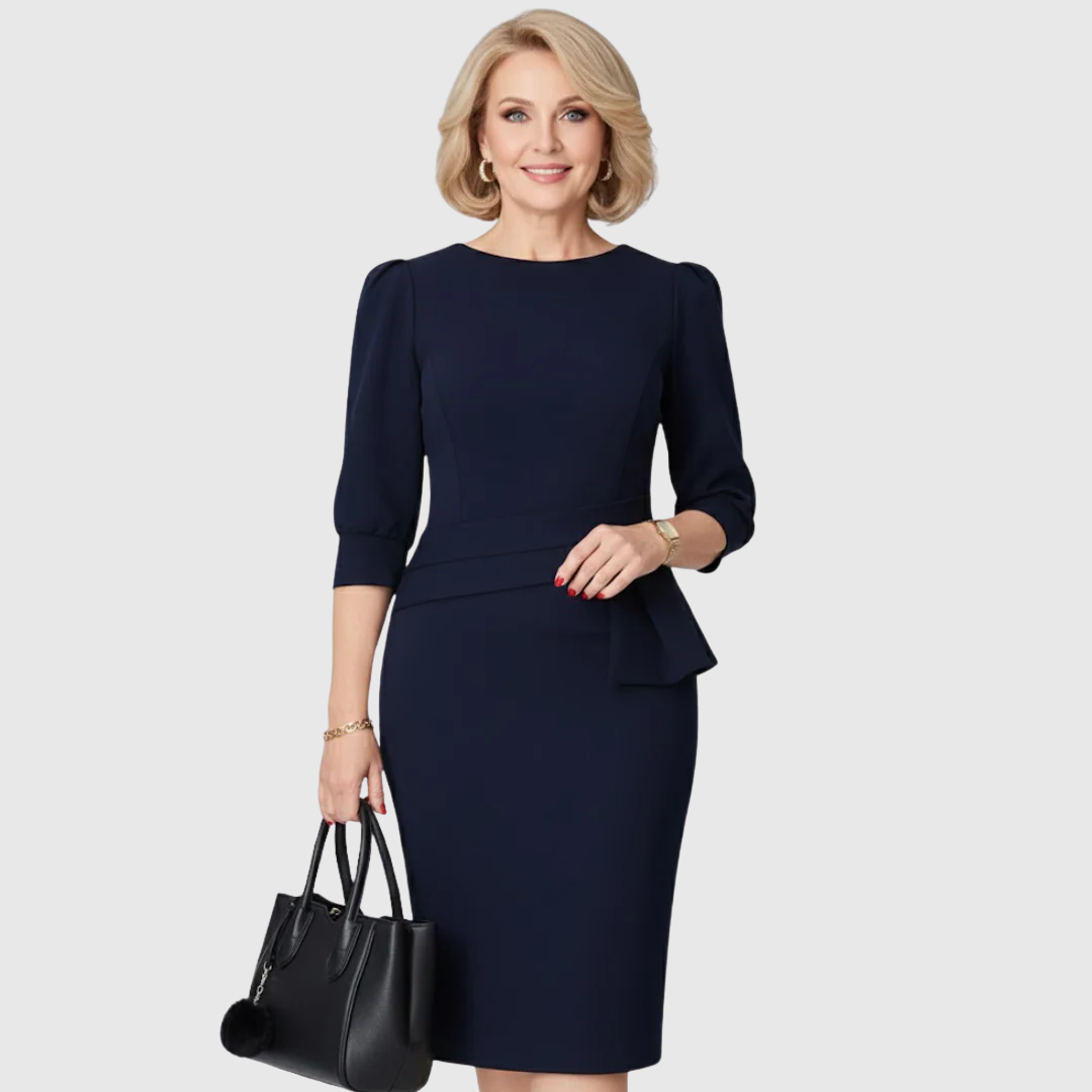 CLAUDINE BLOOM™ -REFINED RUFFLE MIDI DRESS
