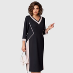 FENNA™ - Elegant V-Neck Midi Dress