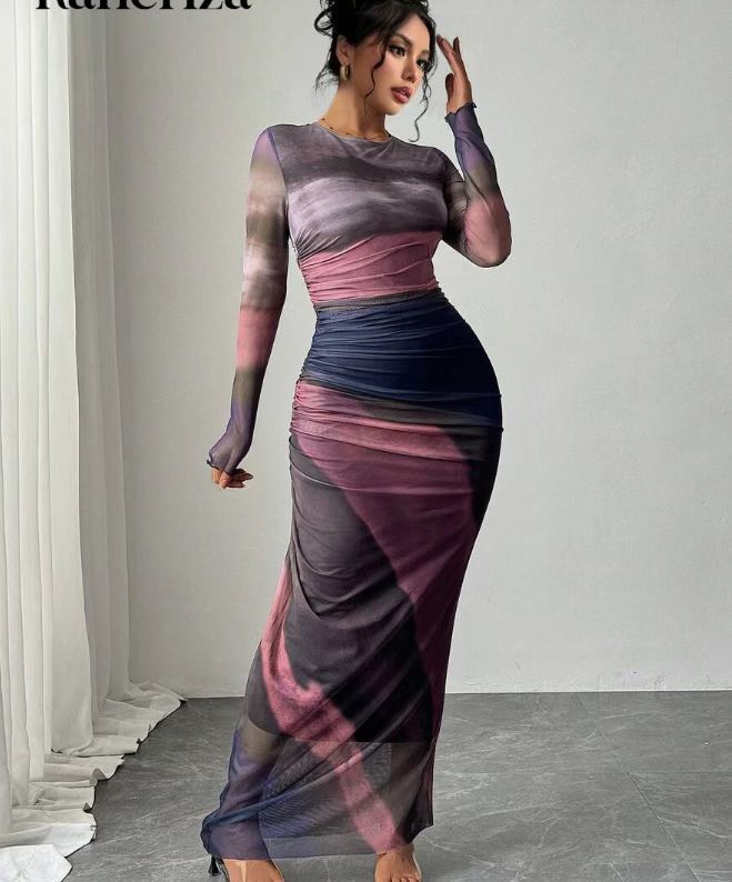 Toria™ - Long Sleeve Bodycon Maxi Dress