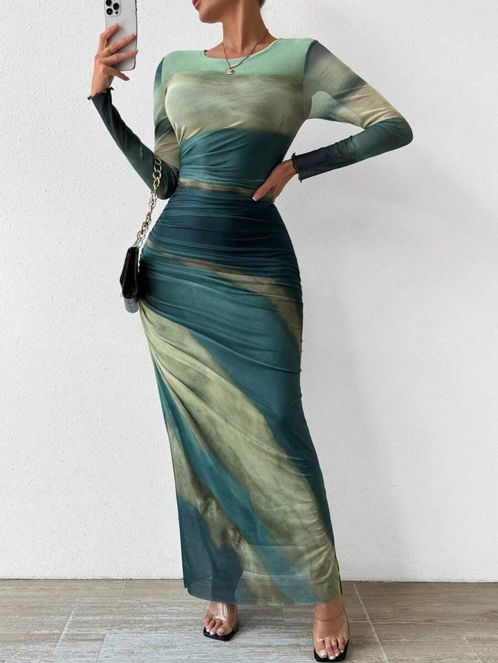 Toria™ - Long Sleeve Bodycon Maxi Dress