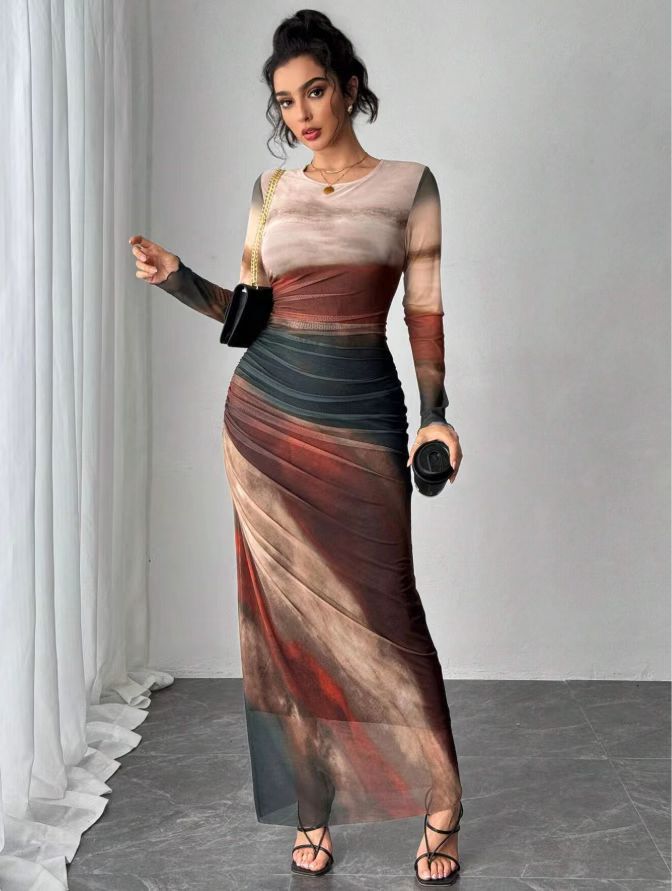 Toria™ - Long Sleeve Bodycon Maxi Dress