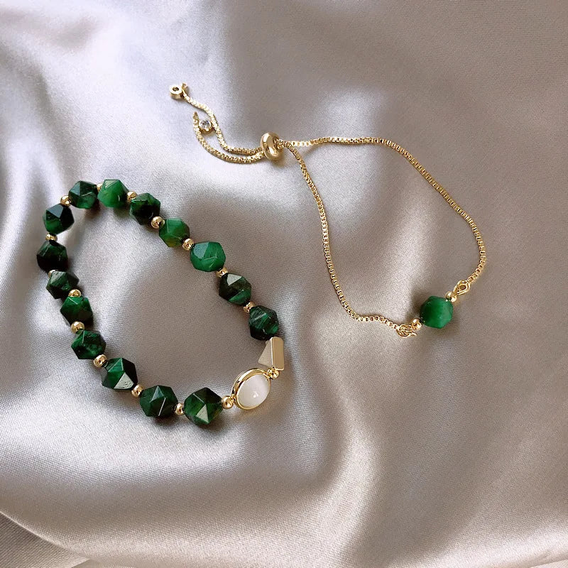 ELEGANT GREEN GEM BRACELET SET