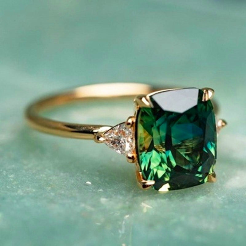 Green Zirconia Gold Ring