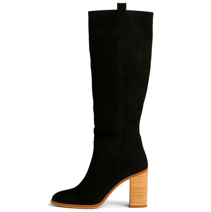 SUEVIRA™ | SUEDE BLOCK HEEL BOOTS