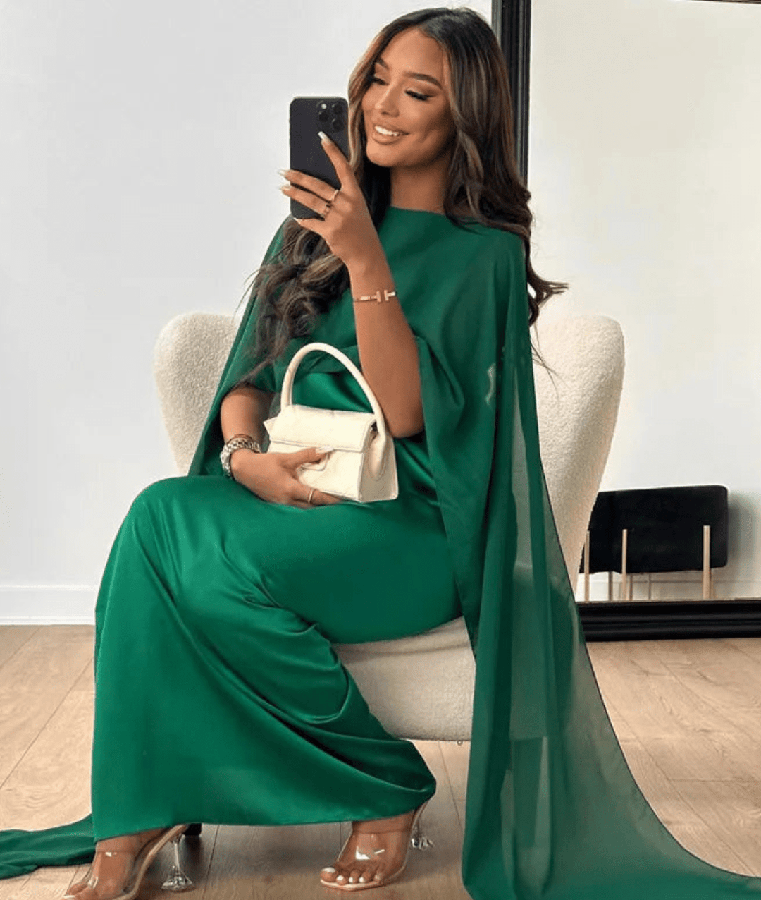 TAYNA™ – Draped Sleeve Maxi Dress