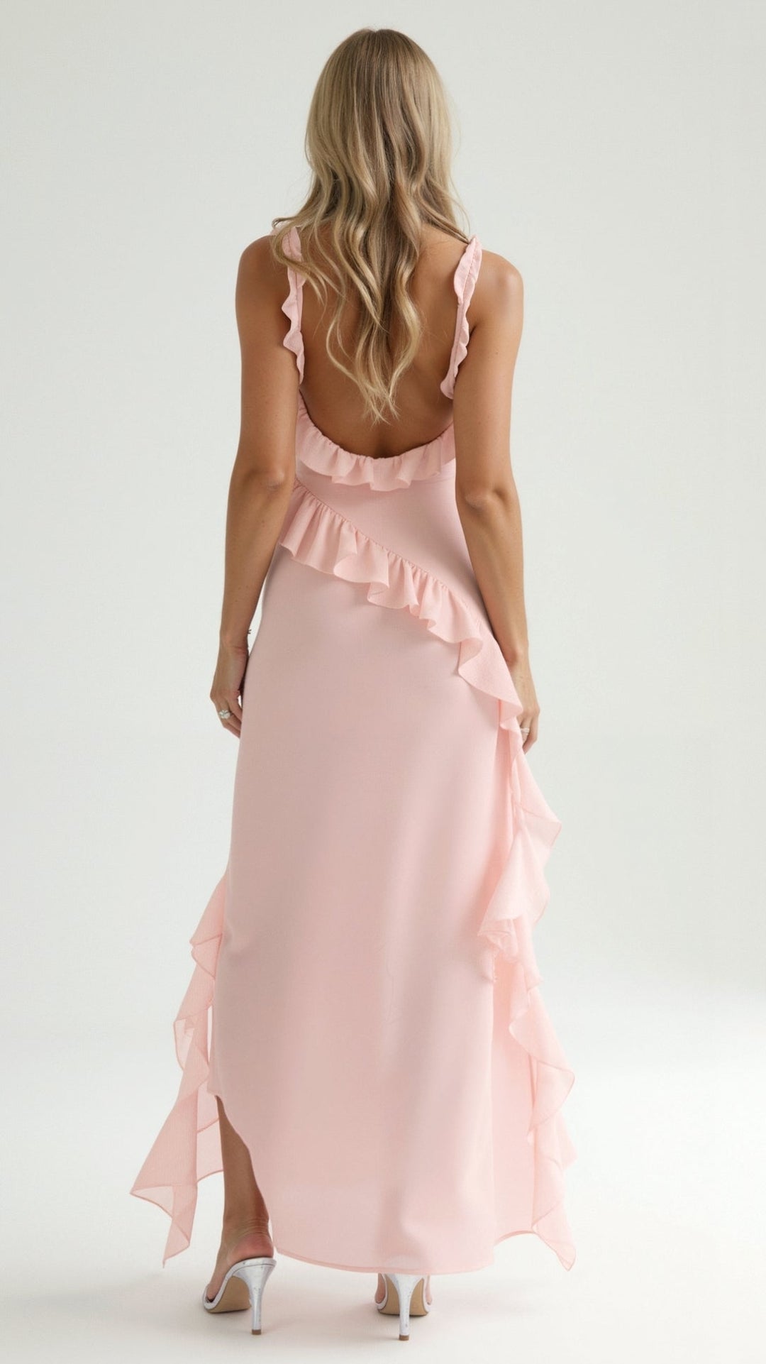SOLANDRA | PROM DRESS WITH RUFFLE AND SLIT MAXI